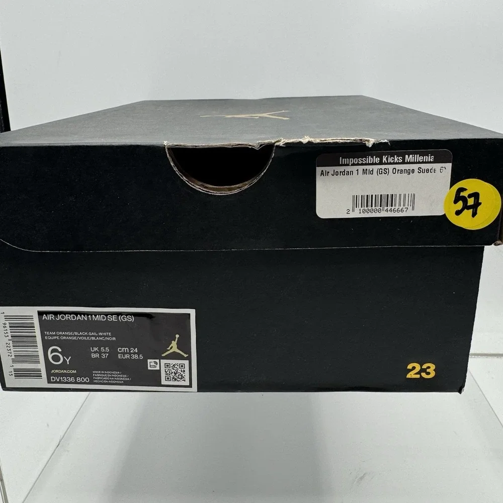 Brand New Air Jordan 1 Mid SE GS DV1336-800 Team Orange Black Size 6Y Youth